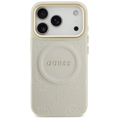 Husa MagSafe pentru Apple iPhone 17 Pro, Guess, Peony Hot Stamp, Bej