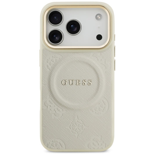 Husa MagSafe pentru Apple iPhone 17 Pro, Guess, Peony Hot Stamp, Bej