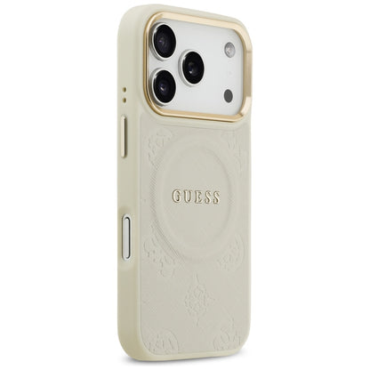 Husa MagSafe pentru Apple iPhone 17 Pro, Guess, Peony Hot Stamp, Bej