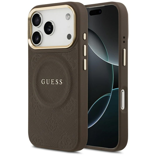 Husa MagSafe pentru Apple iPhone 17 Pro, Guess, Peony Hot Stamp, Maro