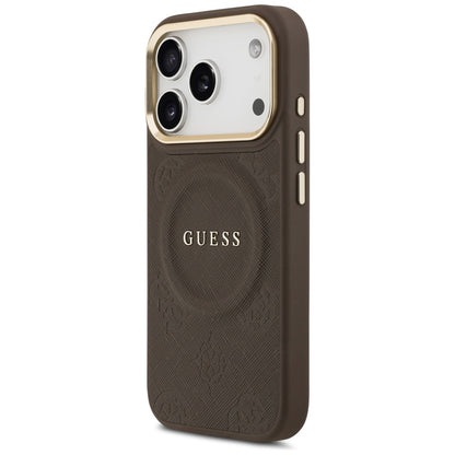 Husa MagSafe pentru Apple iPhone 17 Pro, Guess, Peony Hot Stamp, Maro