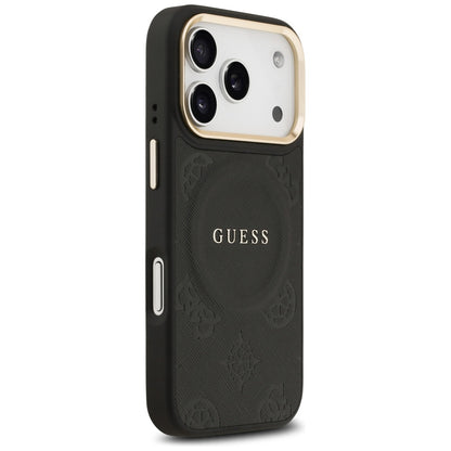 Husa MagSafe pentru Apple iPhone 17 Pro, Guess, Peony Hot Stamp, Neagra
