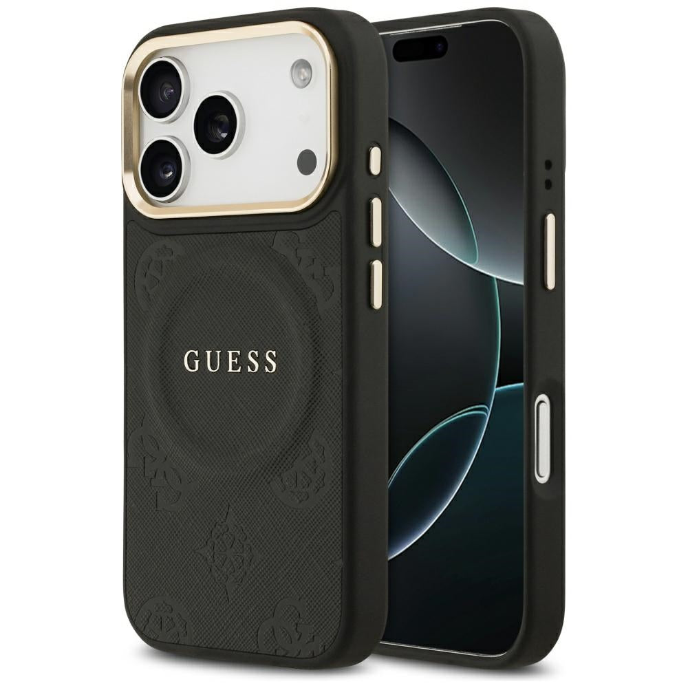 Husa MagSafe pentru Apple iPhone 17 Pro, Guess, Peony Hot Stamp, Neagra