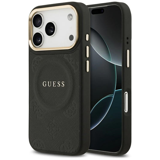 Husa MagSafe pentru Apple iPhone 17 Pro, Guess, Peony Hot Stamp, Neagra