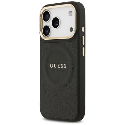Husa MagSafe pentru Apple iPhone 17 Pro, Guess, Peony Hot Stamp, Neagra