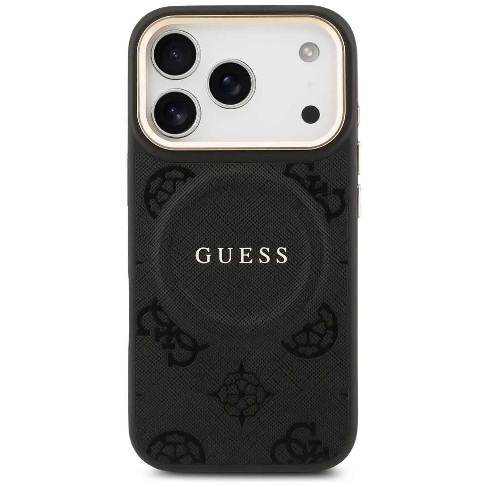 Husa MagSafe pentru Apple iPhone 17 Pro, Guess, Peony Hot Stamp, Neagra