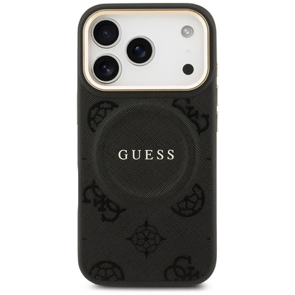 Husa MagSafe pentru Apple iPhone 17 Pro, Guess, Peony Hot Stamp, Neagra