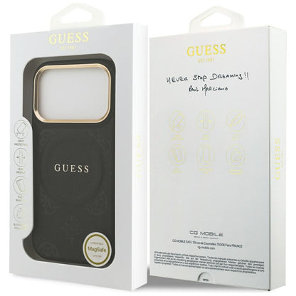 Husa MagSafe pentru Apple iPhone 17 Pro, Guess, Peony Hot Stamp, Neagra
