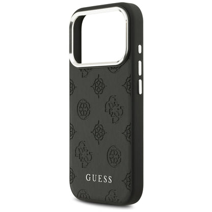 Husa MagSafe pentru Apple iPhone 17 Pro, Guess, Peony Hot Stamp Script, Neagra