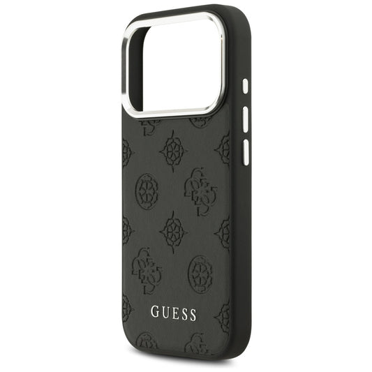 Husa MagSafe pentru Apple iPhone 17 Pro, Guess, Peony Hot Stamp Script, Neagra