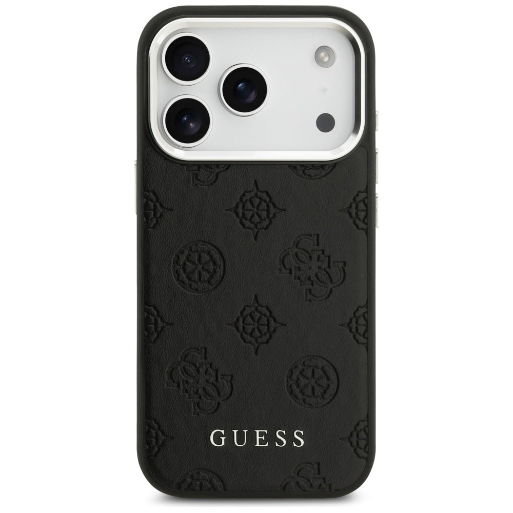 Husa MagSafe pentru Apple iPhone 17 Pro, Guess, Peony Hot Stamp Script, Neagra