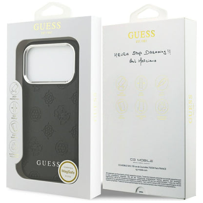 Husa MagSafe pentru Apple iPhone 17 Pro, Guess, Peony Hot Stamp Script, Neagra