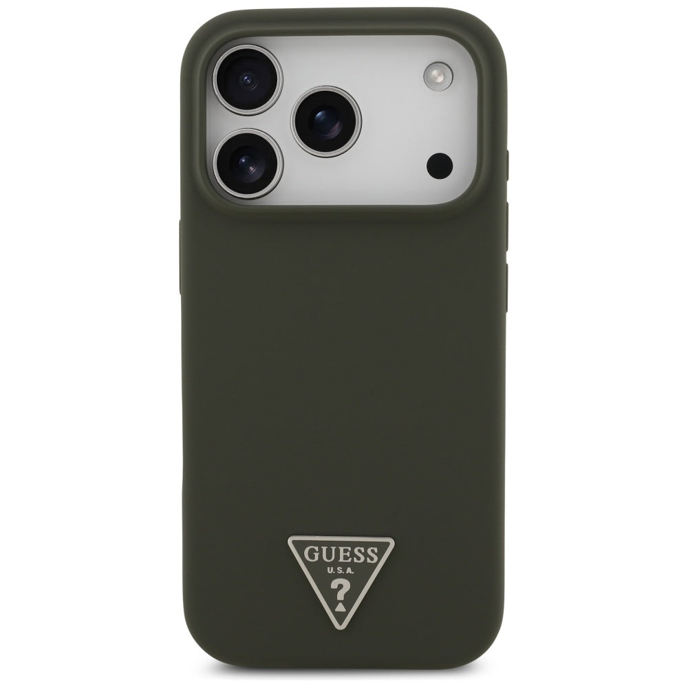Husa MagSafe pentru Apple iPhone 17 Pro, Guess, Triangle Logo, Kaki