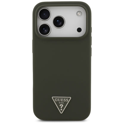 Husa MagSafe pentru Apple iPhone 17 Pro, Guess, Triangle Logo, Kaki
