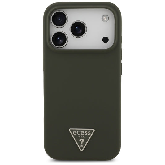 Husa MagSafe pentru Apple iPhone 17 Pro, Guess, Triangle Logo, Kaki
