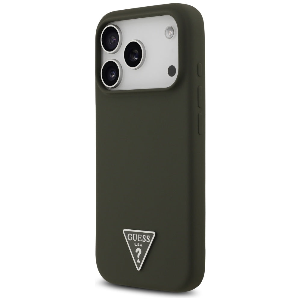 Husa MagSafe pentru Apple iPhone 17 Pro, Guess, Triangle Logo, Kaki