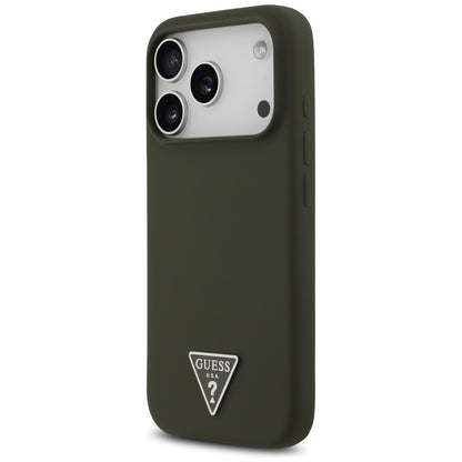 Husa MagSafe pentru Apple iPhone 17 Pro, Guess, Triangle Logo, Kaki