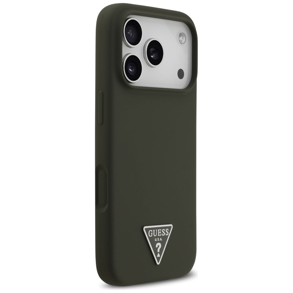 Husa MagSafe pentru Apple iPhone 17 Pro, Guess, Triangle Logo, Kaki