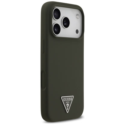 Husa MagSafe pentru Apple iPhone 17 Pro, Guess, Triangle Logo, Kaki