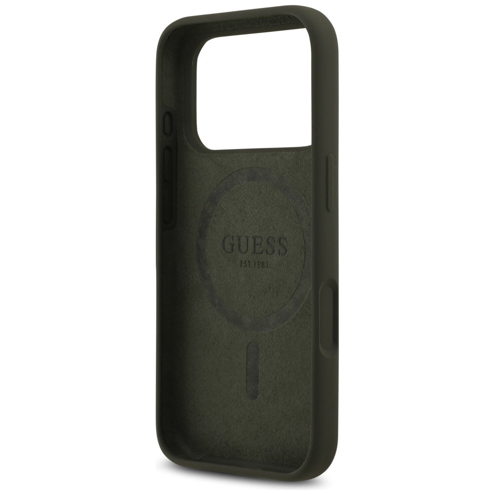 Husa MagSafe pentru Apple iPhone 17 Pro, Guess, Triangle Logo, Kaki