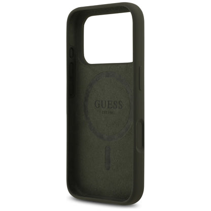 Husa MagSafe pentru Apple iPhone 17 Pro, Guess, Triangle Logo, Kaki