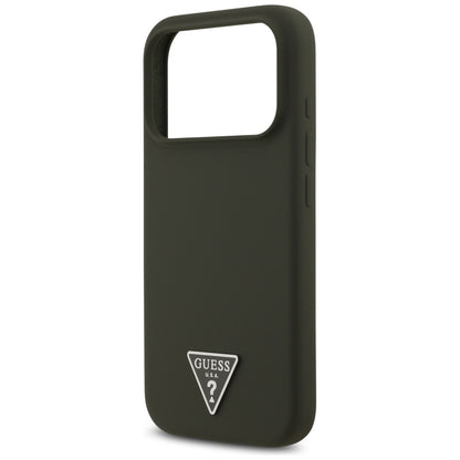 Husa MagSafe pentru Apple iPhone 17 Pro, Guess, Triangle Logo, Kaki
