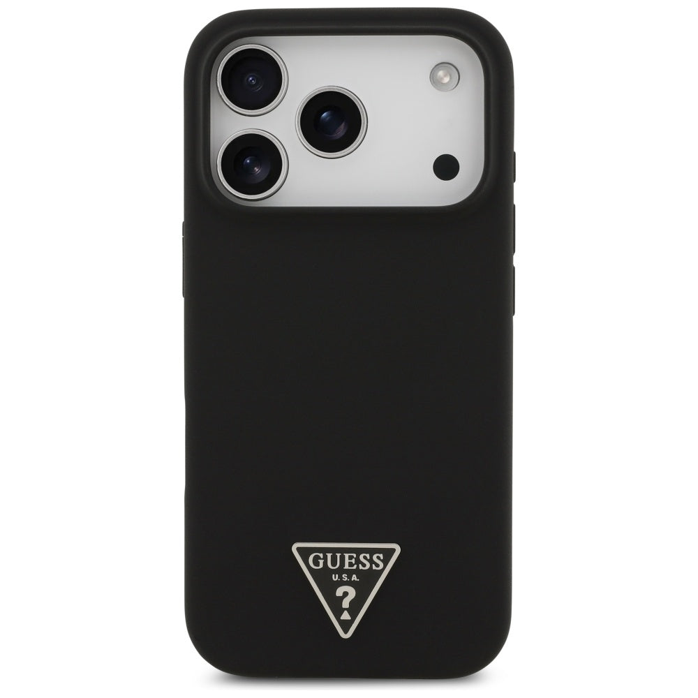 Husa MagSafe pentru Apple iPhone 17 Pro, Guess, Triangle Logo, Neagra