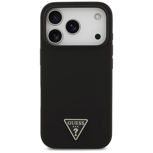 Husa MagSafe pentru Apple iPhone 17 Pro, Guess, Triangle Logo, Neagra