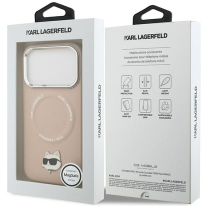 Husa MagSafe pentru Apple iPhone 17 Pro, Karl Lagerfeld, Choupette Pin, Roz