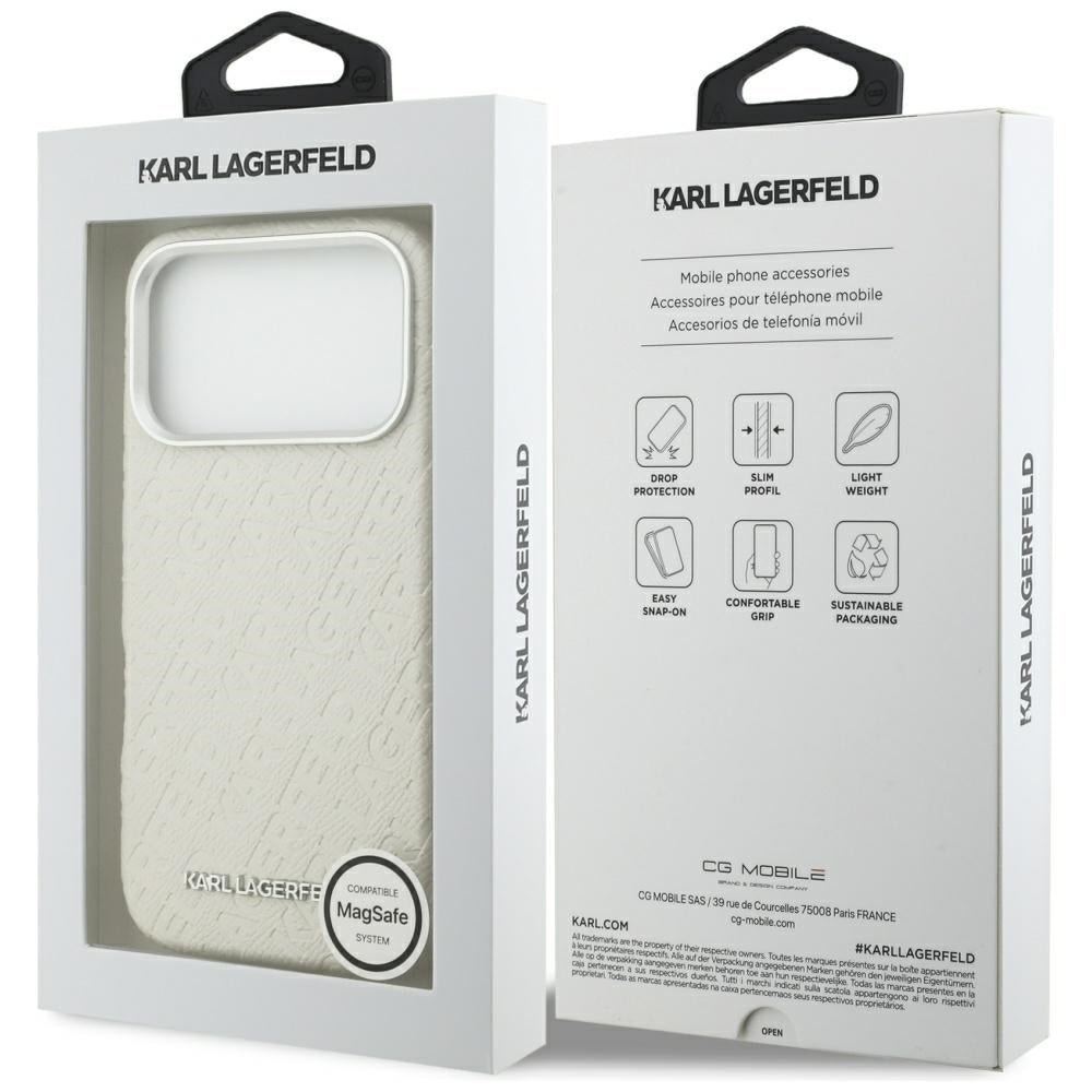 Husa MagSafe pentru Apple iPhone 17 Pro, Karl Lagerfeld, FW Stamped Karl, Bej