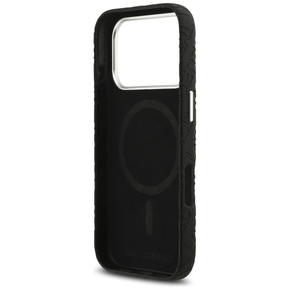 Husa MagSafe pentru Apple iPhone 17 Pro, Karl Lagerfeld, FW Stamped Karl, Neagra