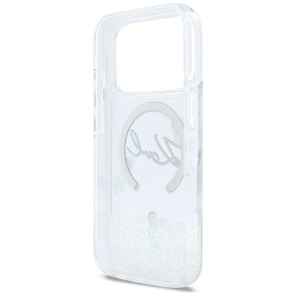 Husa MagSafe pentru Apple iPhone 17 Pro, Karl Lagerfeld, Glitter Karl Script Logo, Transparenta