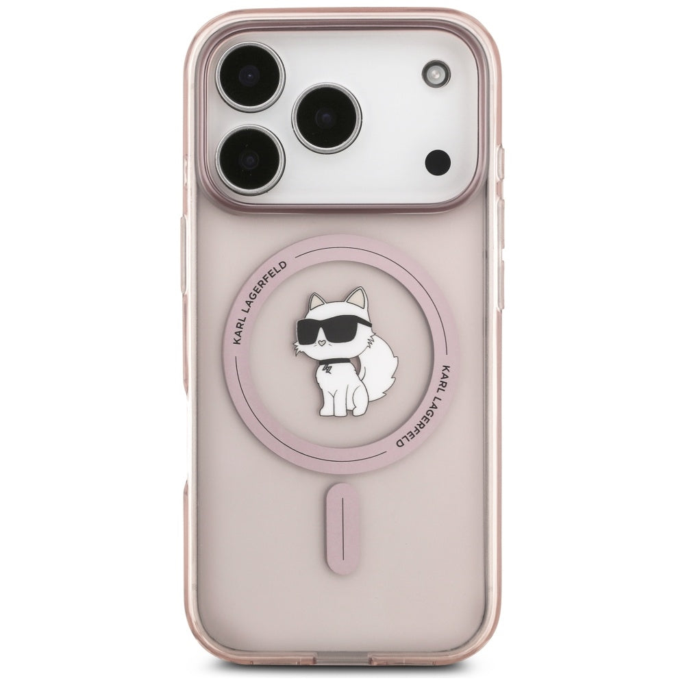 Husa MagSafe pentru Apple iPhone 17 Pro, Karl Lagerfeld, IML Choupette, Roz
