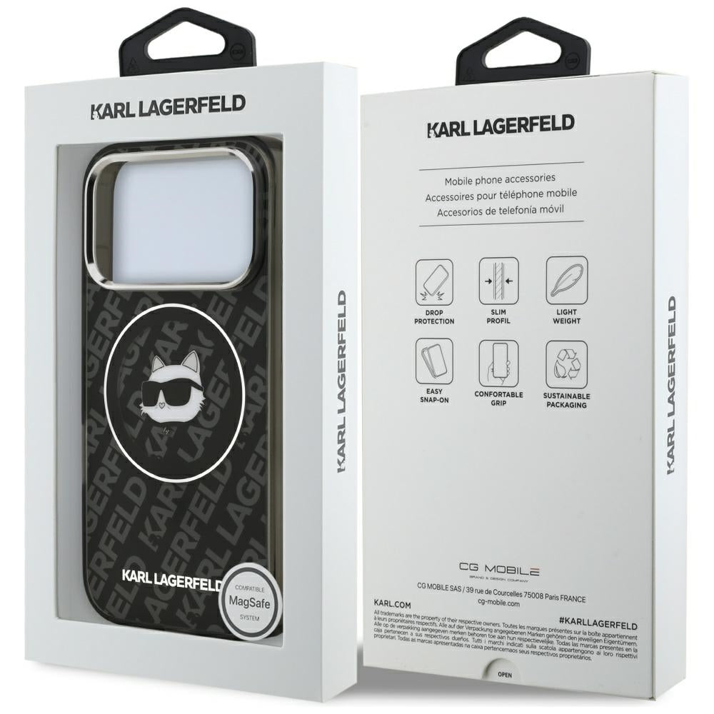 Husa MagSafe pentru Apple iPhone 17 Pro, Karl Lagerfeld, IML Choupette`s Head, Neagra