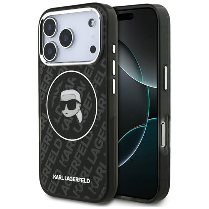 Husa MagSafe pentru Apple iPhone 17 Pro, Karl Lagerfeld, IML Karl`s Head, Neagra