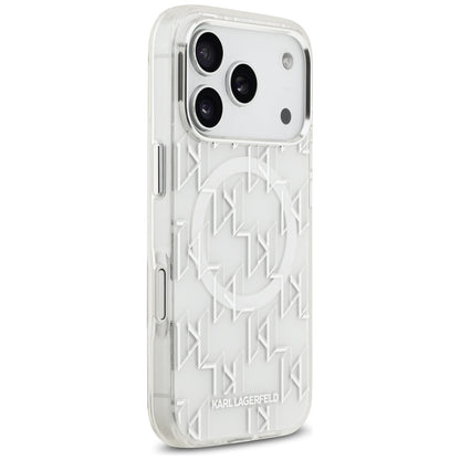Husa MagSafe pentru Apple iPhone 17 Pro, Karl Lagerfeld, IML KL Monogram, Alba