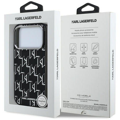 Husa MagSafe pentru Apple iPhone 17 Pro, Karl Lagerfeld, IML KL Monogram, Neagra