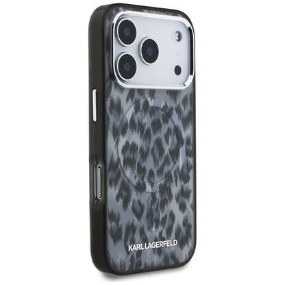 Husa MagSafe pentru Apple iPhone 17 Pro, Karl Lagerfeld, IML Leopard Pattern, Neagra