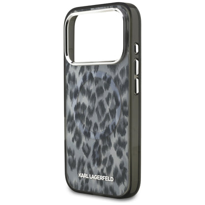Husa MagSafe pentru Apple iPhone 17 Pro, Karl Lagerfeld, IML Leopard Pattern, Neagra