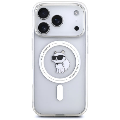 Husa MagSafe pentru Apple iPhone 17 Pro, Karl Lagerfeld, IML Logo Choupette, Transparenta