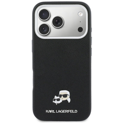 Husa MagSafe pentru Apple iPhone 17 Pro, Karl Lagerfeld, Karl & Choupette Head's Pin, Neagra