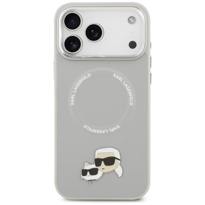 Husa MagSafe pentru Apple iPhone 17 Pro, Karl Lagerfeld, Karl & Choupette Pins, Gri