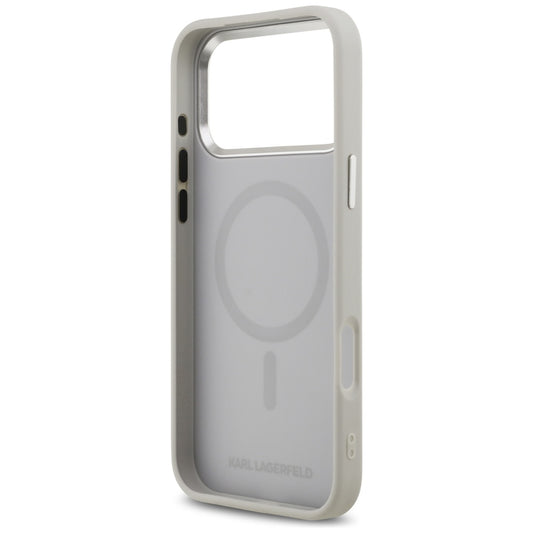 Husa MagSafe pentru Apple iPhone 17 Pro, Karl Lagerfeld, Karl & Choupette Pins, Gri