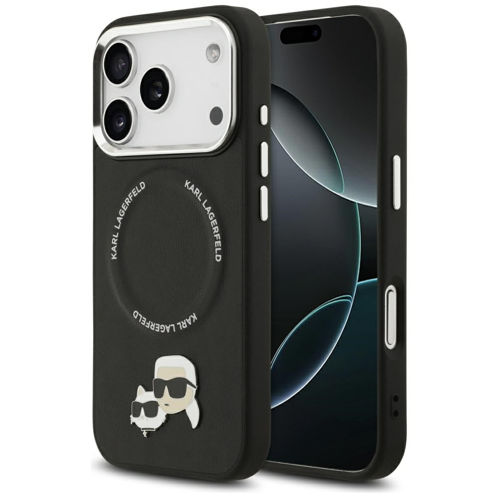 Husa MagSafe pentru Apple iPhone 17 Pro, Karl Lagerfeld, Karl & Choupette Pins, Neagra