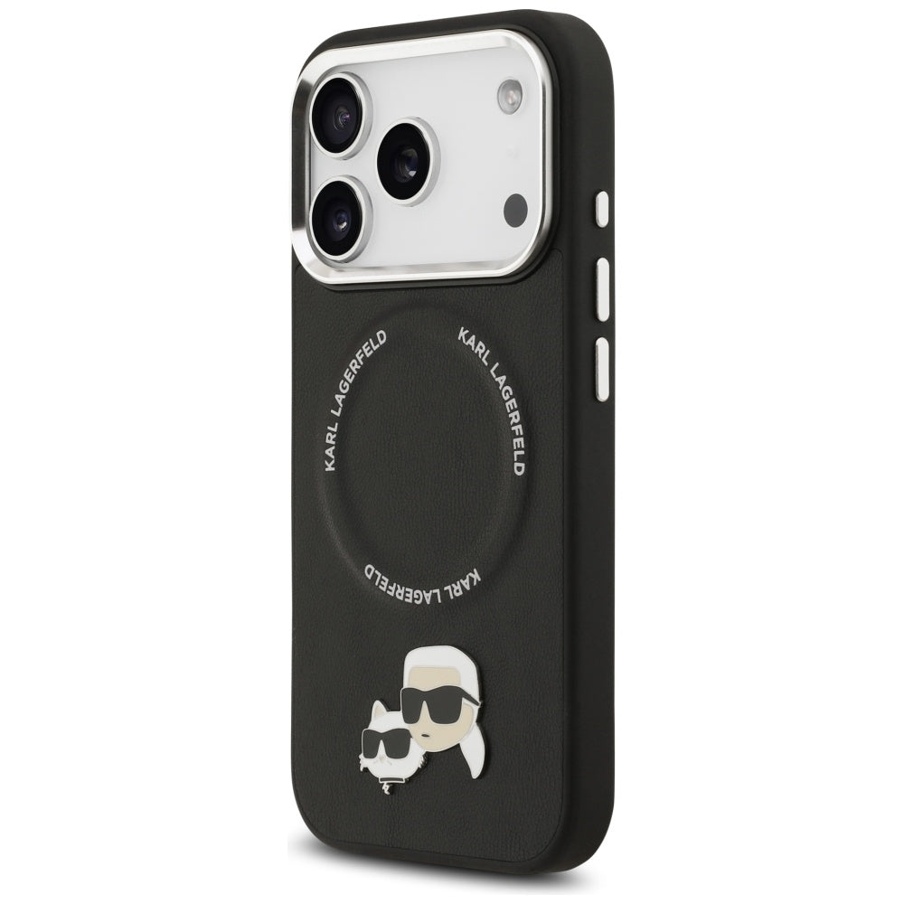 Husa MagSafe pentru Apple iPhone 17 Pro, Karl Lagerfeld, Karl & Choupette Pins, Neagra