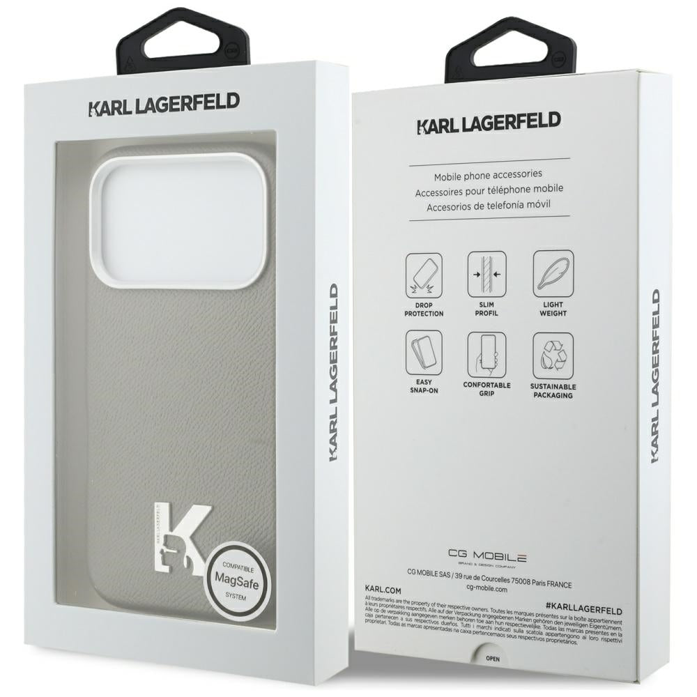 Husa MagSafe pentru Apple iPhone 17 Pro, Karl Lagerfeld, Karl Head Logo, Gri