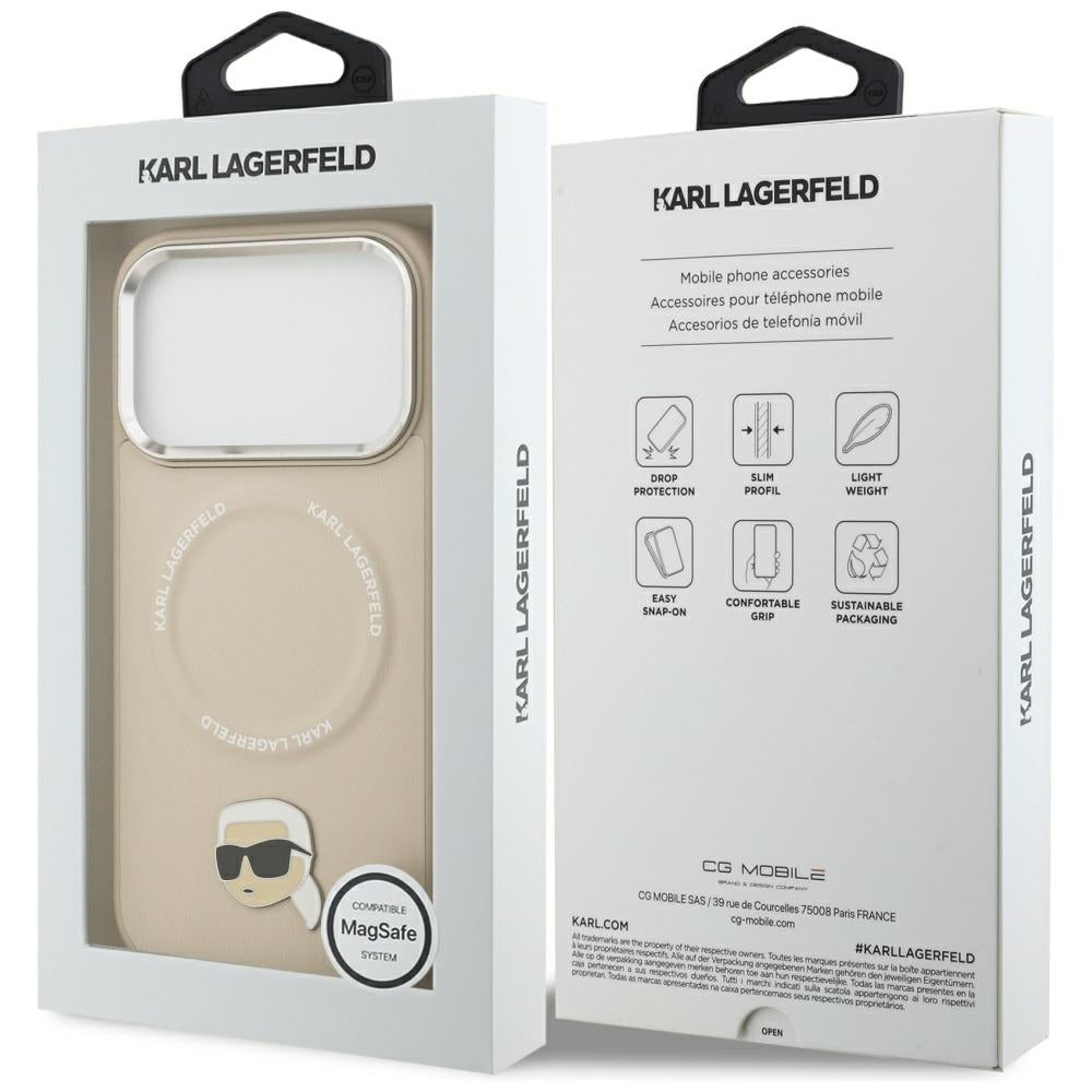 Husa MagSafe pentru Apple iPhone 17 Pro, Karl Lagerfeld, Karl Pin, Bej