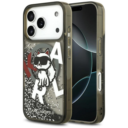 Husa MagSafe pentru Apple iPhone 17 Pro, Karl Lagerfeld, Liquid Glitter Choupette Logo, Neagra