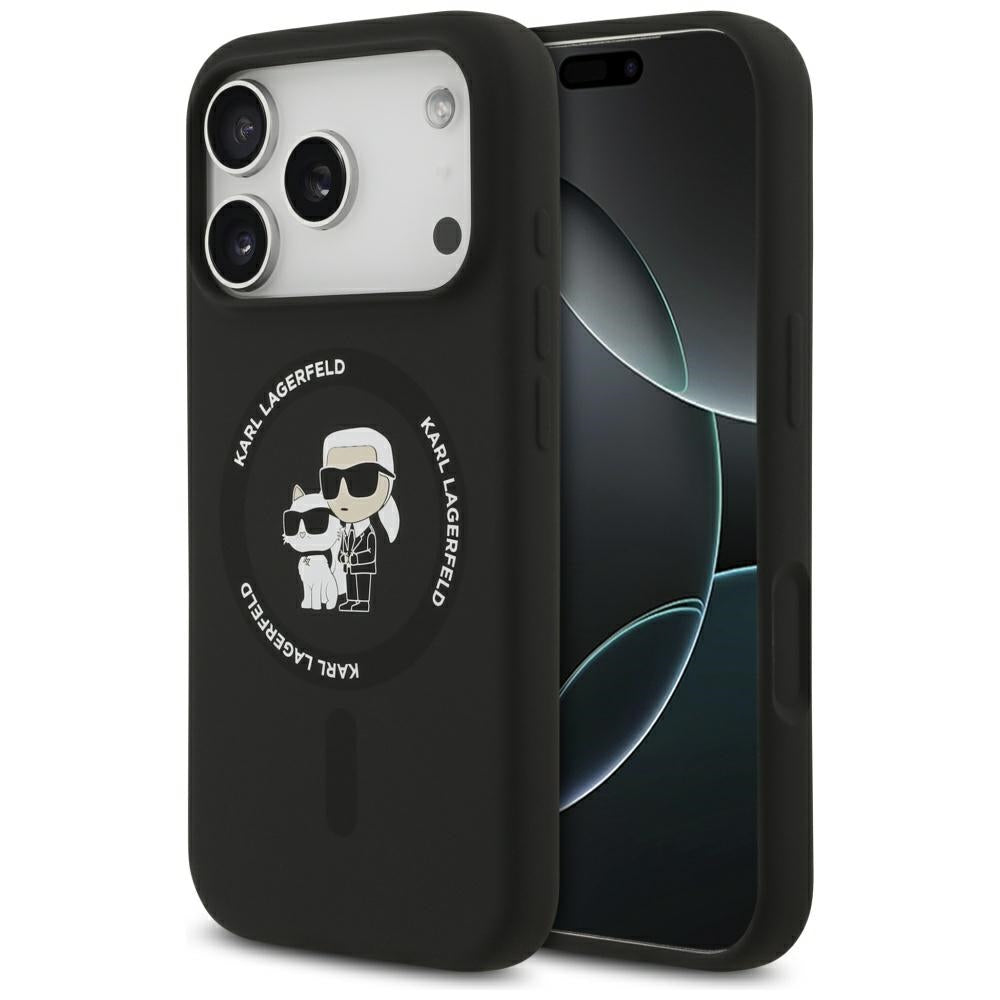 Husa MagSafe pentru Apple iPhone 17 Pro, Karl Lagerfeld, Ring Karl & Choupette, Neagra