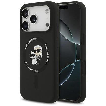 Husa MagSafe pentru Apple iPhone 17 Pro, Karl Lagerfeld, Ring Karl & Choupette, Neagra